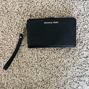 Michael Kors Black Leather Wristlet